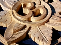 hand carved wood om